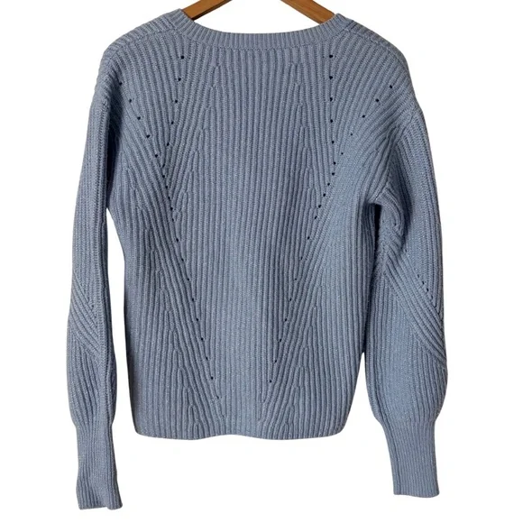 10 Crosby Derek Lam Sky Blue Cashmere Wool Blend V-Neck Sweater, oversized XS - Picture 3 of 10